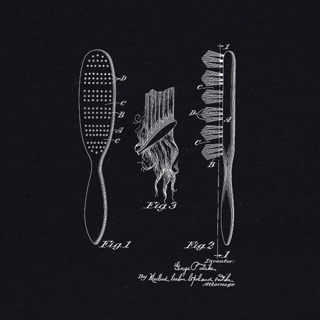 Hair Brush Vintage Patent Drawing by TheYoungDesigns